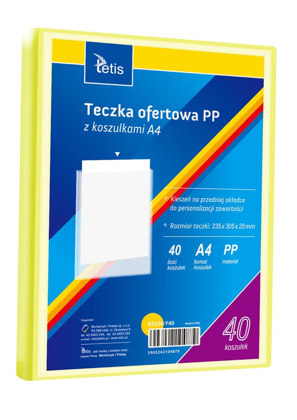 PP-presentationsmapp 40 fickor. A4 gul
