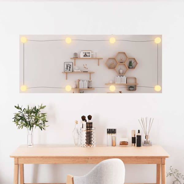 vidaXL Väggspegel med LED, 40x100 cm, Glas, Rektangulär