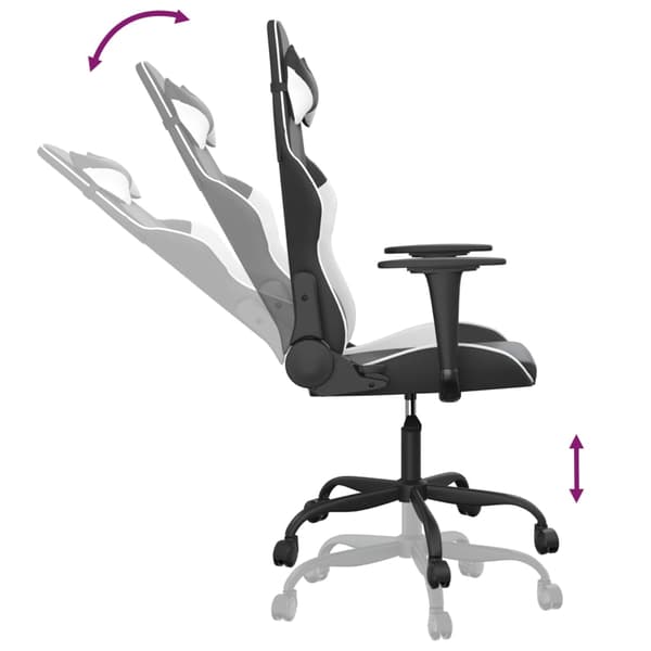 vidaXL gamingstol, sort og hvid, kunstlæder