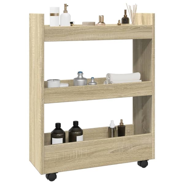 vidaXL smal sidevogn, 3 etager, Sonoma Oak