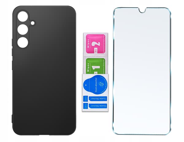 ETUI til Samsung Galaxy S25 MAT SILIKONE SORT BAGSIDER + GLAS