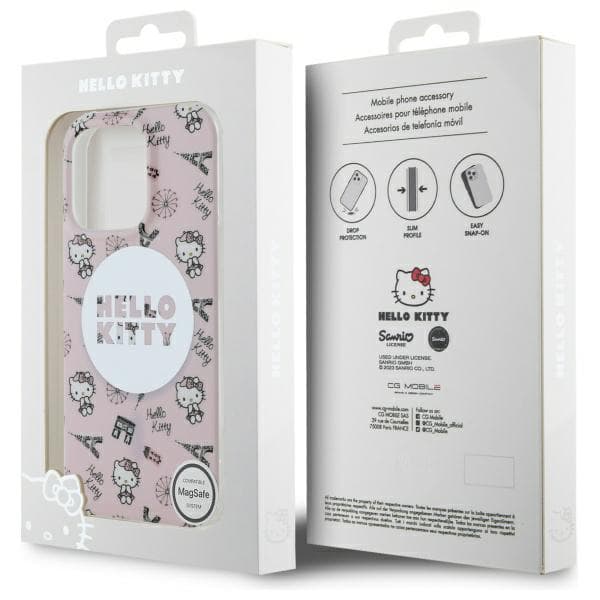 Hello Kitty IML All Over Paris Magsafe-etui til iPhone 16 Pro, lyserød
