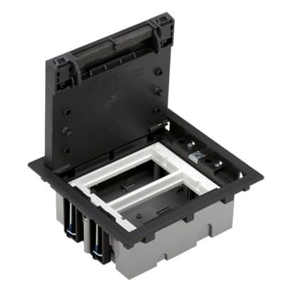 2-moduls gulvboks, 4-fold K45, dybde 70 mm + SM202/9, Conne grafit