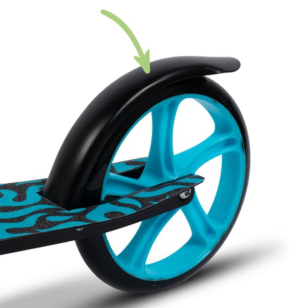 Sort og blå foldbar scooter med støddæmper