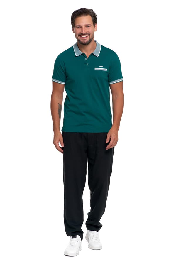 Klassisk bomullspolo med krage för män MORAJ S GRÖN