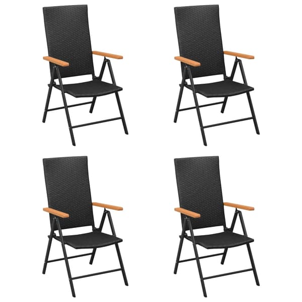 vidaXL havestole, sæt med 4, polyrattan, sort