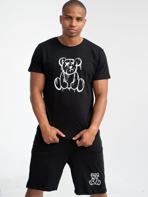 Herre bomuldspyjamas sort teddy pyjamas XXL