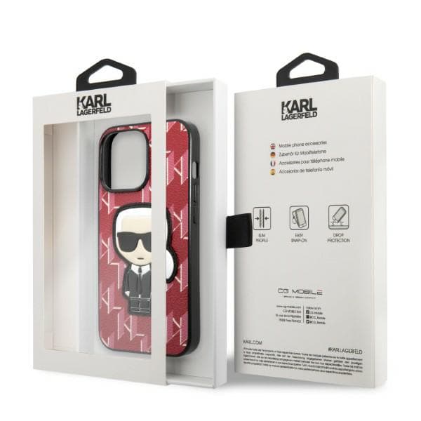 Karl Lagerfeld Monogram Ikonik Patch-etui til iPhone 13 Pro / 13, rød