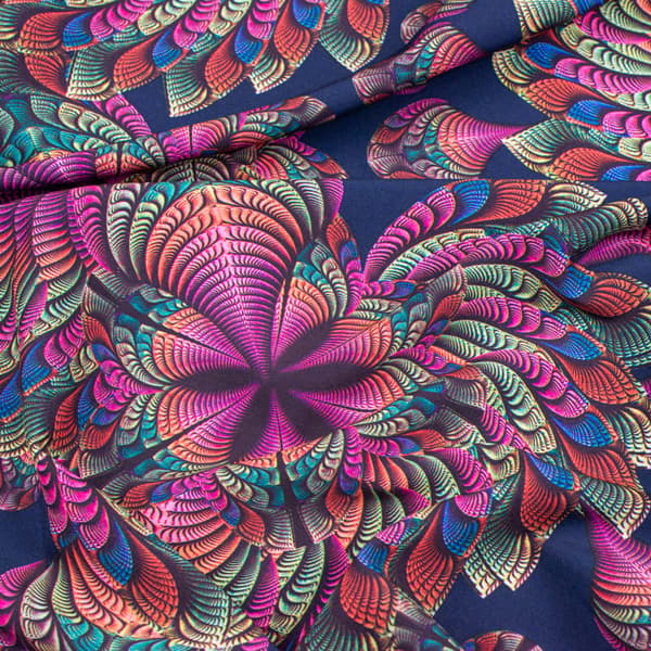 Silkkikangas Oriental Tummansininen