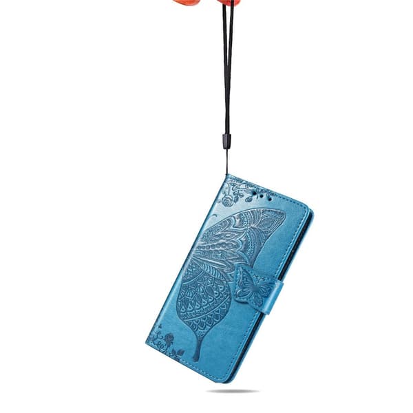 Flip-etui til Xiaomi Redmi 9, Butterfly, blå