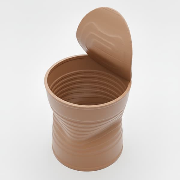 Brun urtepotte formet som en knust plantedåse, moderne design