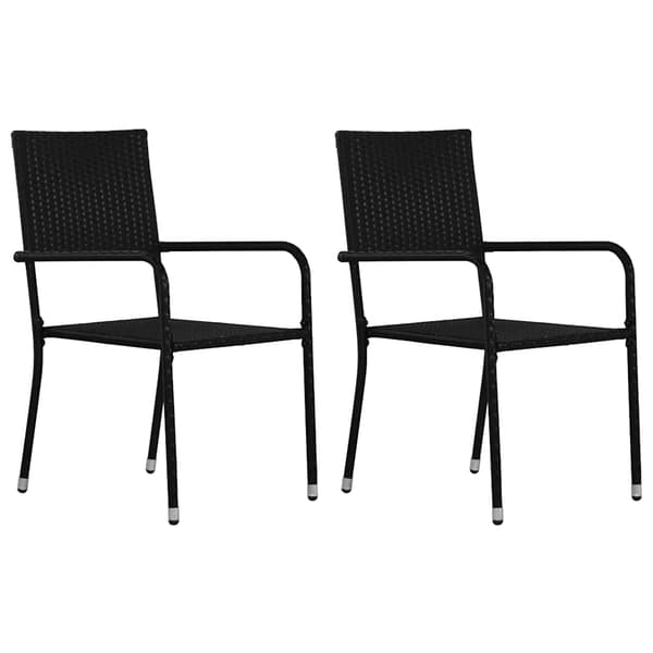vidaXL havestole, sæt med 2, stabelbare, sort, polyrattan