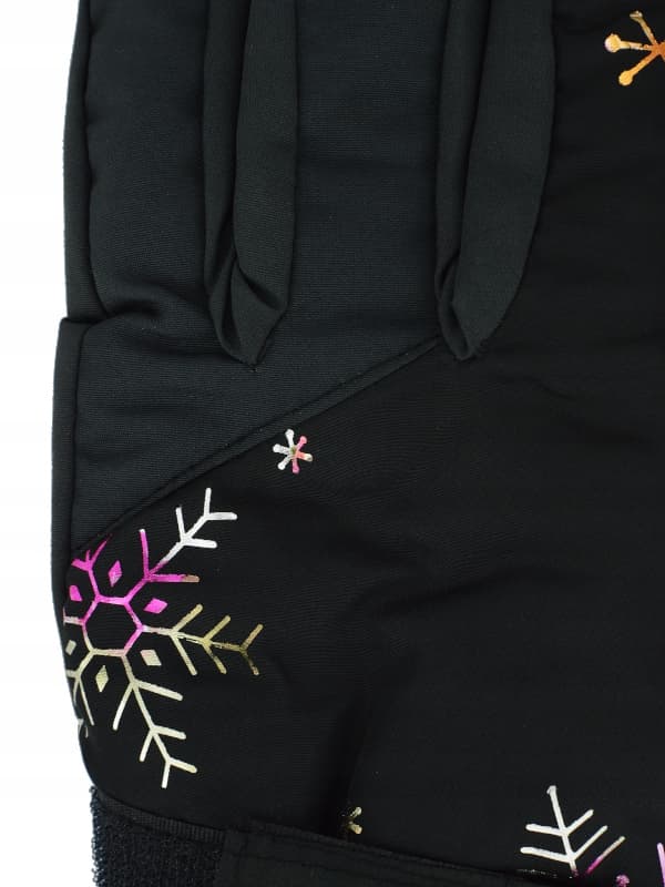 VINTER SNE SKIHANDSKER sort SNEFLAKES 16cm 8-10L V031B