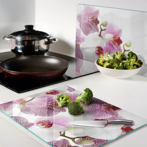 Dekorative serveringsbrætter i glas til snacks, orkidé, 2x40x52 cm