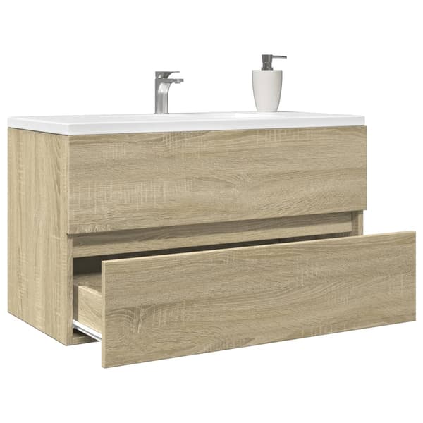 vidaXL håndvaskskab Sonoma eg 80x38,5x45 cm spånplade