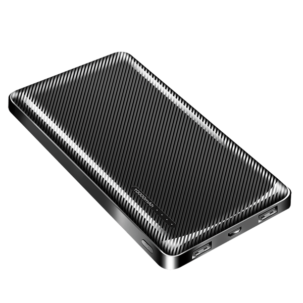 Powerbank 10.000 mAh, 2x USB-A, USB-C, micro-USB, sort - Typhoon