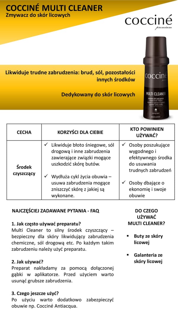 Coccine Multi Cleaner 75 ml, farveløs, til narvet læder