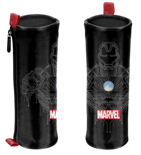 Marvel sort penalhus i tube til skolebrug