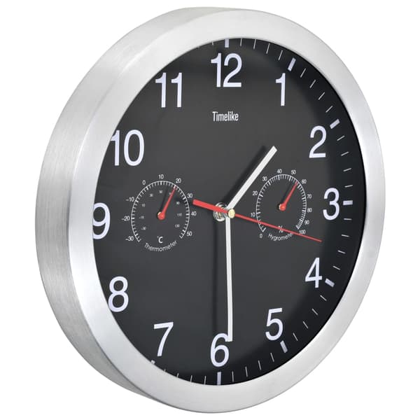 vidaXL vægur med hygrometer og termometer, 30 cm, sort