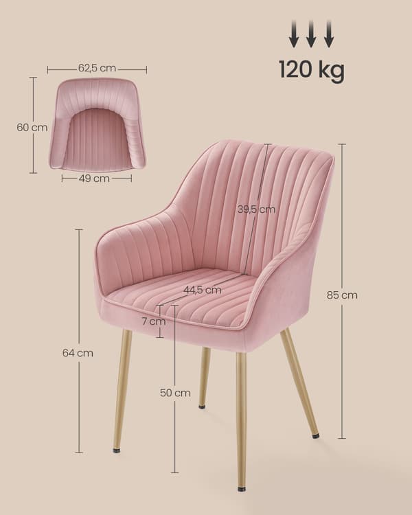 Pastelrosa polstret stol