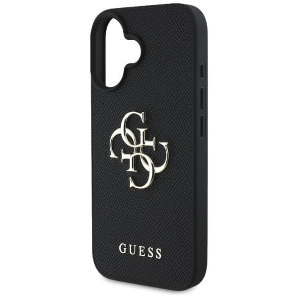 Guess Grained Big 4G Logo Small Classic Logo cover til iPhone 16, sort