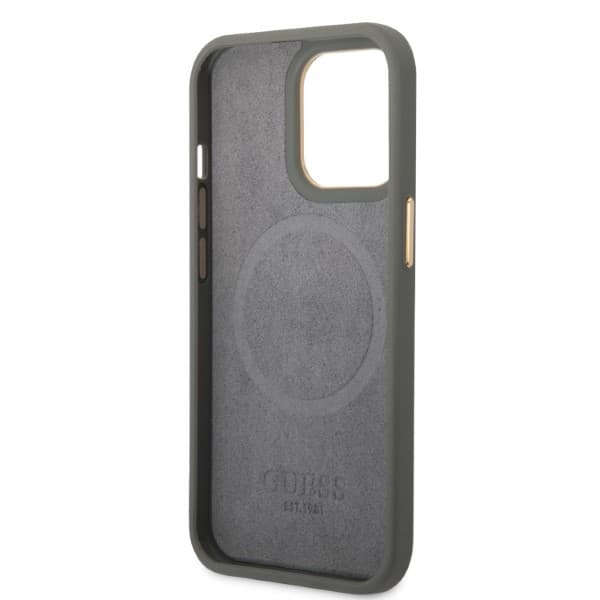 Guess Peony Logo Plate MagSafe-etui til iPhone 13 Pro / 13, grå