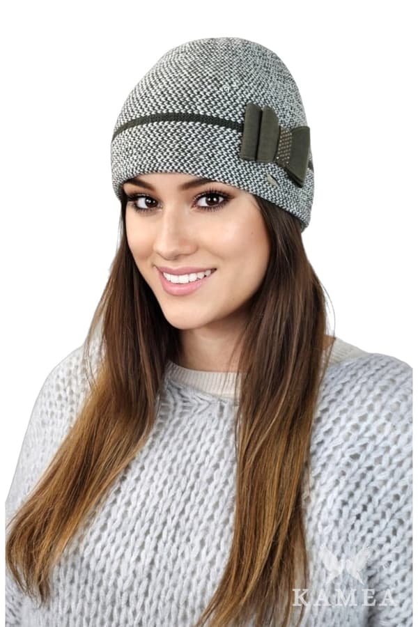 Bologna Damehat, Houndstoothmønster, Khaki Farve