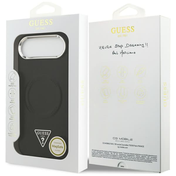 Guess Triangle Logo MagSafe -kotelo iPhone Airille, musta