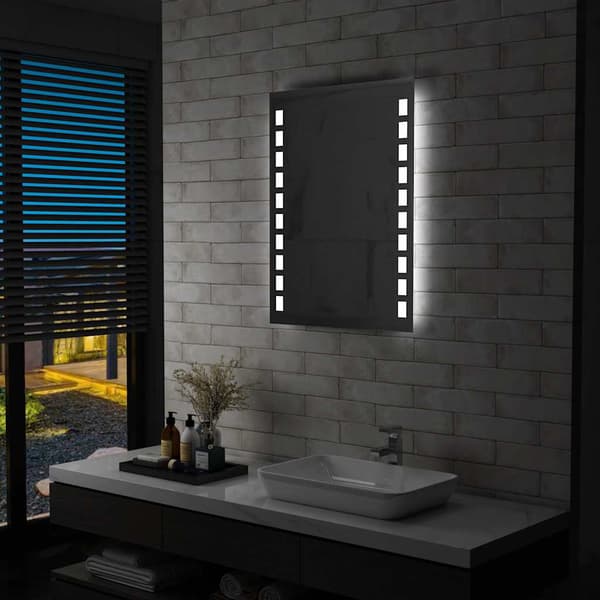 vidaXL Väggmonterad badrumsspegel med LED, 60 x 80 cm