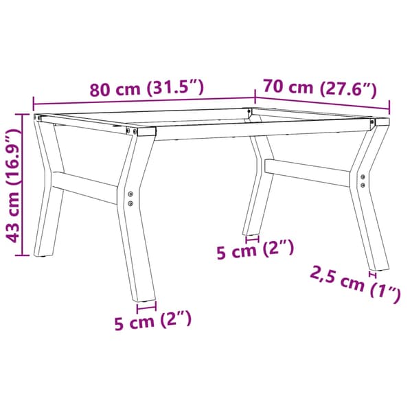vidaXL Y-formade soffbordsben 80x70x43 cm