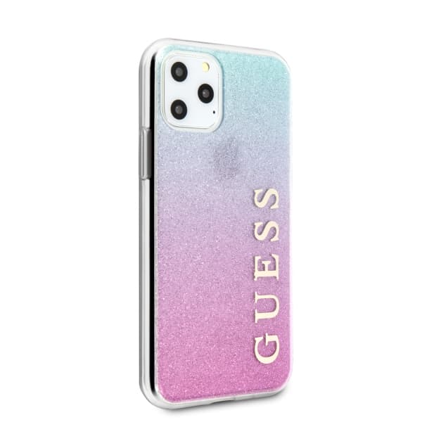 Guess Glitter Gradient-skal till iPhone 11 Pro Max, Rosa Blå