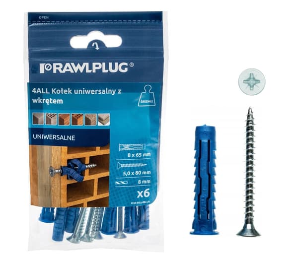RAWLPLUG Yleistulpat ruuvilla 6 kpl/pkt