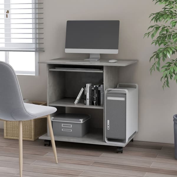 vidaXL computerbord betongrå 80x50x75 cm spånplade