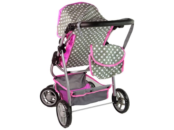 Dukkevogn 2 i 1 Gondoltaske Pink Stjerner