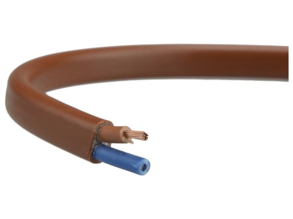 Platt installationskabel OMYp 2x0,5 flexibel sladd Brun 1m