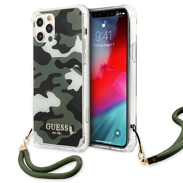 Guess Camo Collection-etui til iPhone 12/12 Pro, grøn