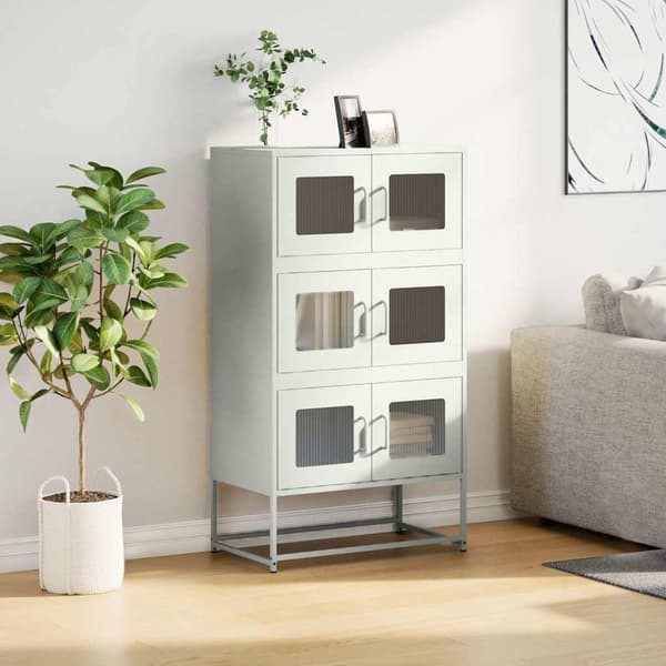 vidaXL kommode hvid 68x39x123 cm stål