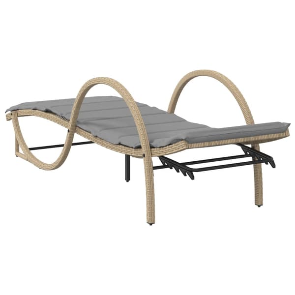 vidaXL Solstolar med kuddar, set om 2, beige, polyrotting