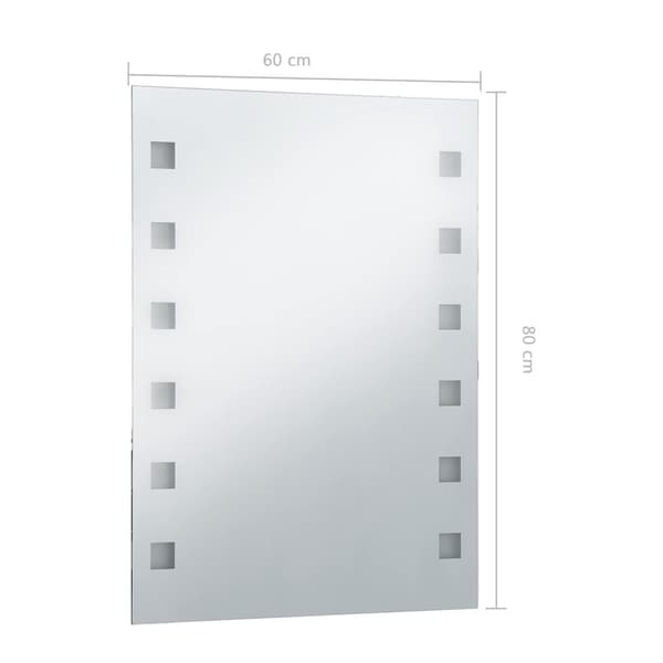 vidaXL Väggmonterad badrumsspegel med LED, 60 x 80 cm