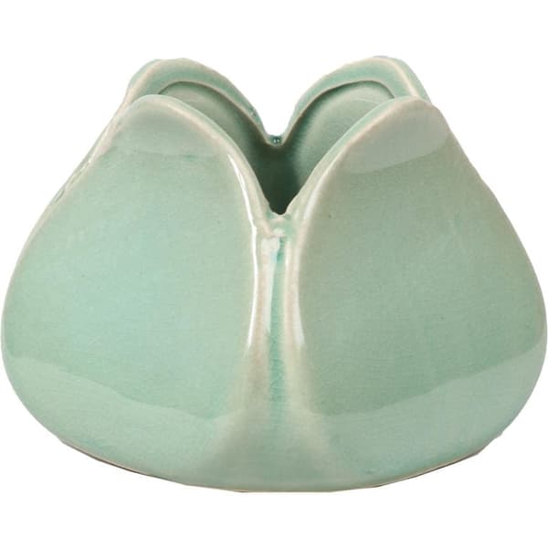 Keramisk vas i blomform turkos 10x8 cm