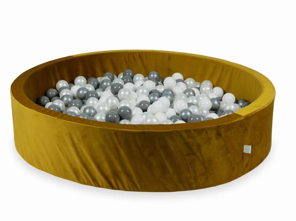 Torr bollhav 600 bitar 130x30 Sammet guld: vit, silver, pärlfärgad, grå