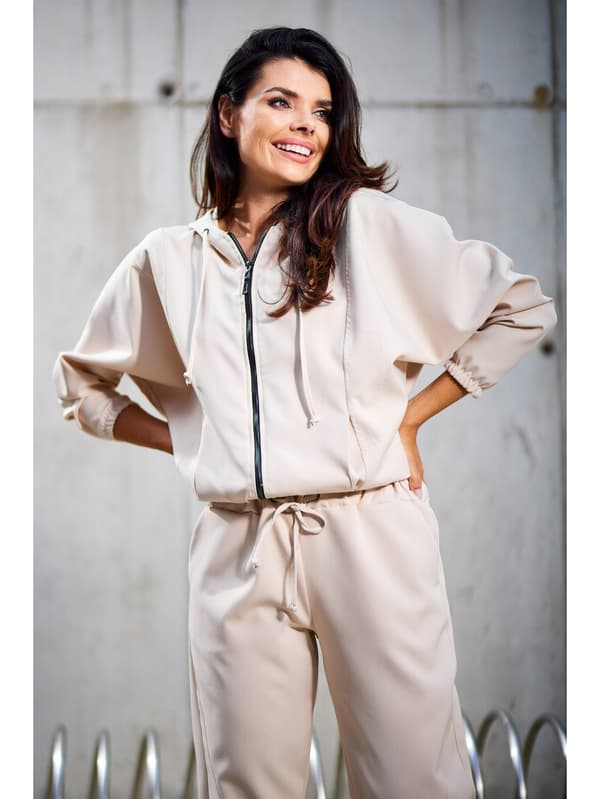 Kimonoärmblus av tyg, beige M