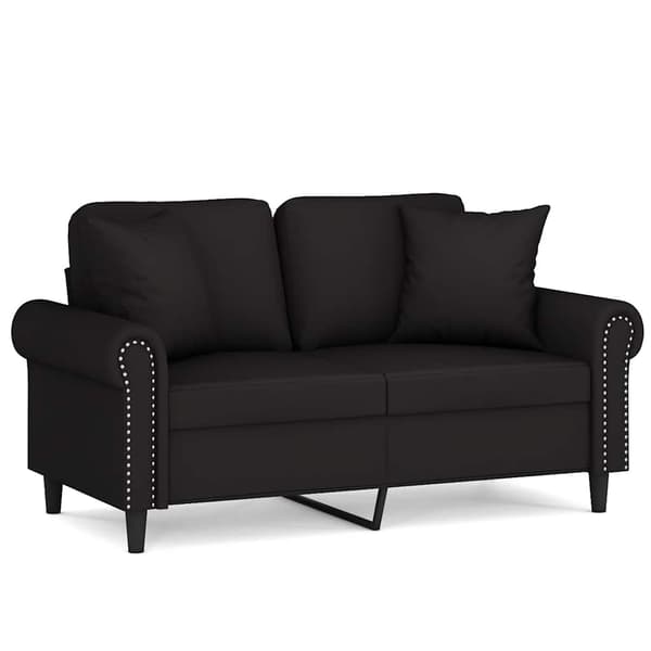vidaXL 2-sitssoffa med kuddar, svart, 120 cm, sammet