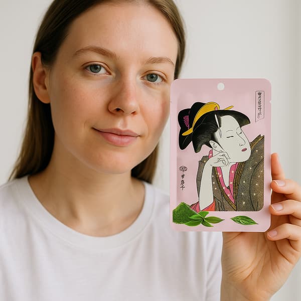 MITOMO-mask med matchande grönt teextrakt