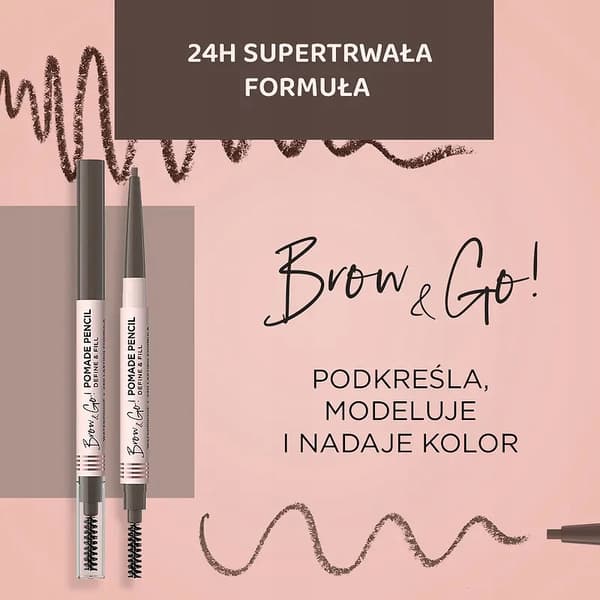 Eveline Brow&Go ögonbrynspomada i stift, mörkbrun, vattenfast