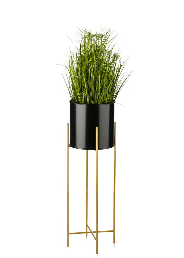 Blomstativ med lock 75 cm guldsvart