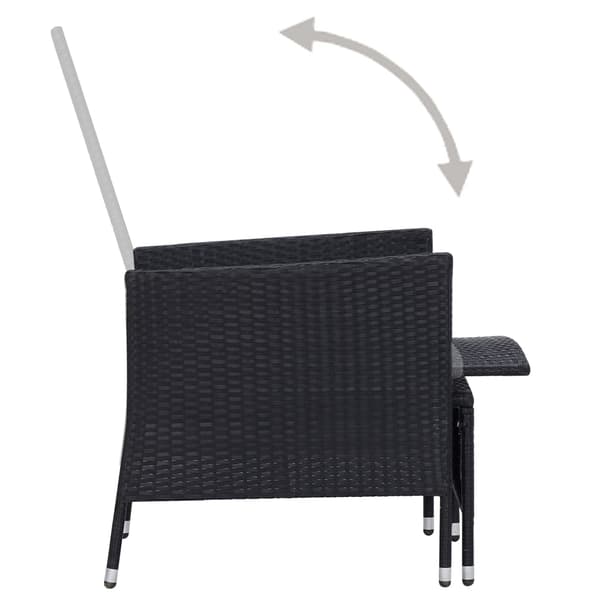 vidaXL havestol med hynder, sort polyrattan