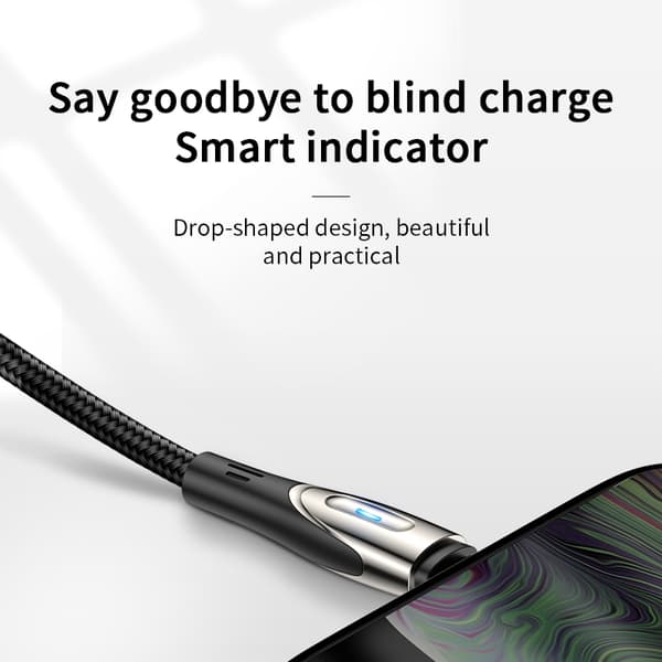 USB-A - microUSB 3A kabel med opladningsindikator, 2m sort