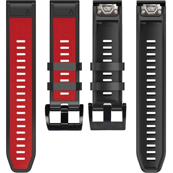 Quickfit Silikonerem 26mm til Garmin, Rød / Sort