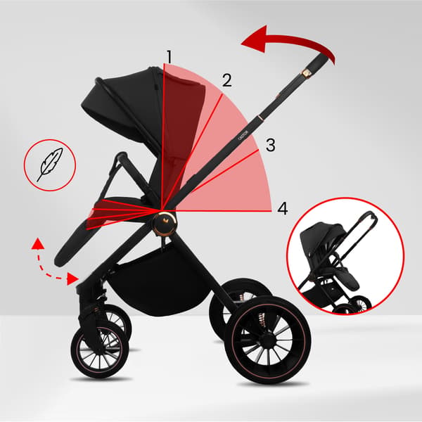 BabyLux CASTOR 2-i-1 klapvogn, gondol, let, foldbart sæt